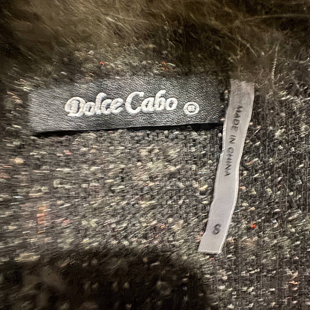Dolce Cabo Grey Boucle Knit Faux Fur Trim Cardigan Sweater Whimsigoth Small‎ - Picture 3 of 7